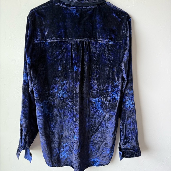NWT Anthropologie Midnight Blue Velvet Button Down Shirt - Picture 6 of 8